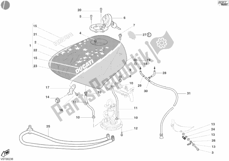 Wszystkie części do Zbiornik Paliwa Bostrom Ducati Superbike 998 S Bayliss 2002